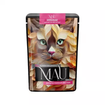 Dolina Noteci Mau Mus ėriena su chia sėklomis ir mėtomis sterilizuotoms katėms 85g