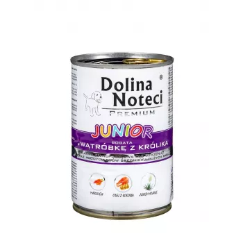 Dolina Noteci Premium Junior šlapias ėdalas su triušio kepenėlėmis šuniukams vidutinių ir didelių veislių - 400g