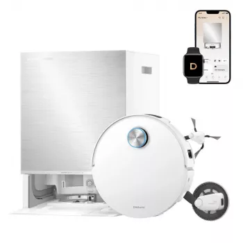 Dreame X60 Pro Ultra Complete White robotinis dulkių siurblys su įkrovimo stotele ir priedais
