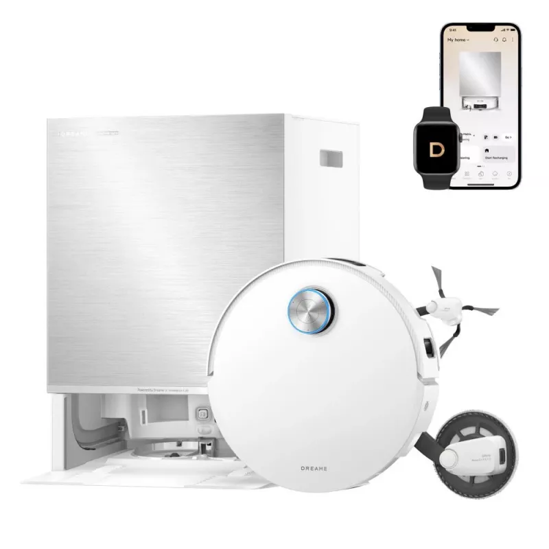 Dreame X60 Pro Ultra Complete White robotinis dulkių siurblys su įkrovimo stotele ir priedais