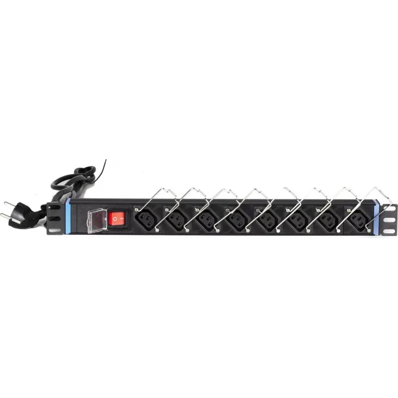 DSIT DS-8PDU-C13 Maitinimo skirstytuvas – 1U stelažinis PDU, 8x IEC C13 lizdai, 10A 250V, 2m laidas, juodos spalvos