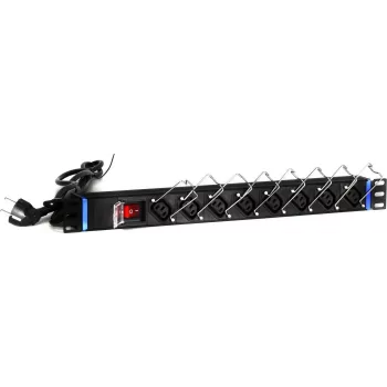 DSIT DS-8PDU-C13 Maitinimo skirstytuvas – 1U stelažinis PDU, 8x IEC C13 lizdai, 10A 250V, 2m laidas, juodos spalvos