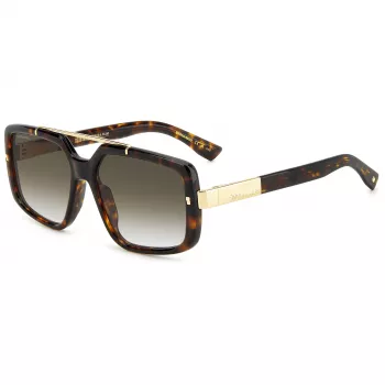 DSQUARED2 D2-0120-S-086 vyriški akiniai nuo saulės, tamsiai Havana rėmelis, pilki lęšiai, 57 mm