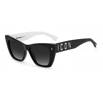 DSQUARED2 ICON0006S80S Moteriški akiniai nuo saulės - Juodas acetato rėmelis, pilki lęšiai, 53 mm