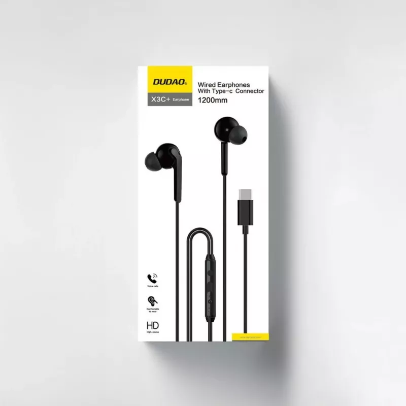 DUDAO Hi-Fi X3C+ laidiniai ausinukai su mikrofonu, 1,2 m, juodi