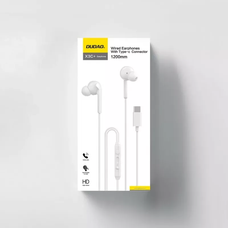 Dudao X3C+ Hi-Fi In-Ear Monitor Earphones 1.2m White