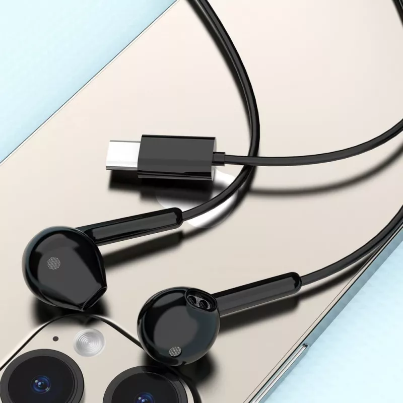 DUDAO X3C į ausis įdedamos laidinės USB-C ausinės 1,2 m - juodos