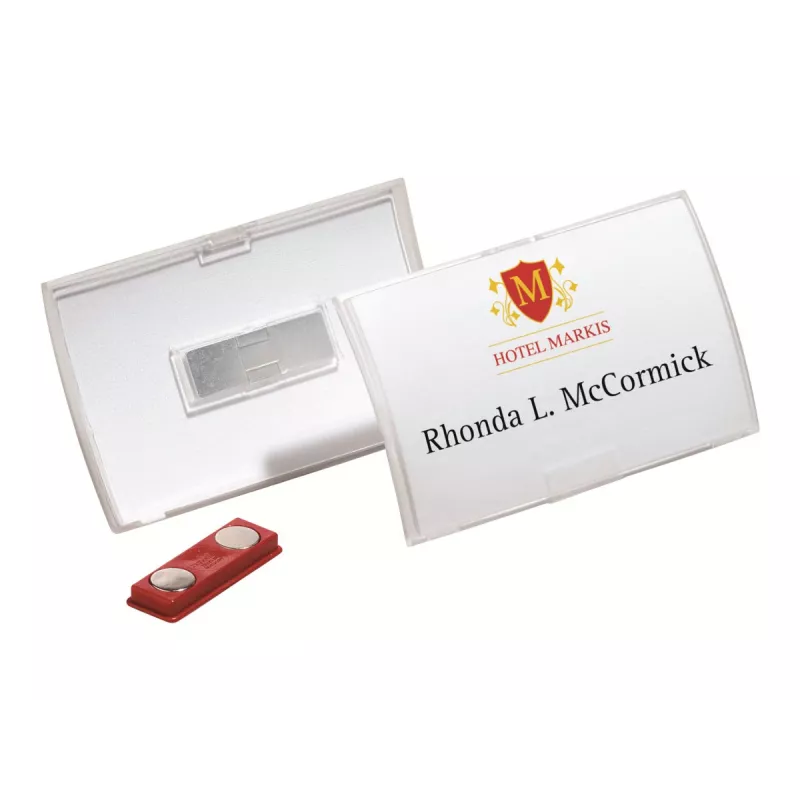 DURABLE CLICK FOLD magnetinis vardo kortelės laikiklis 90x54 mm, permatomas, 10 vienetų paketas (821519)