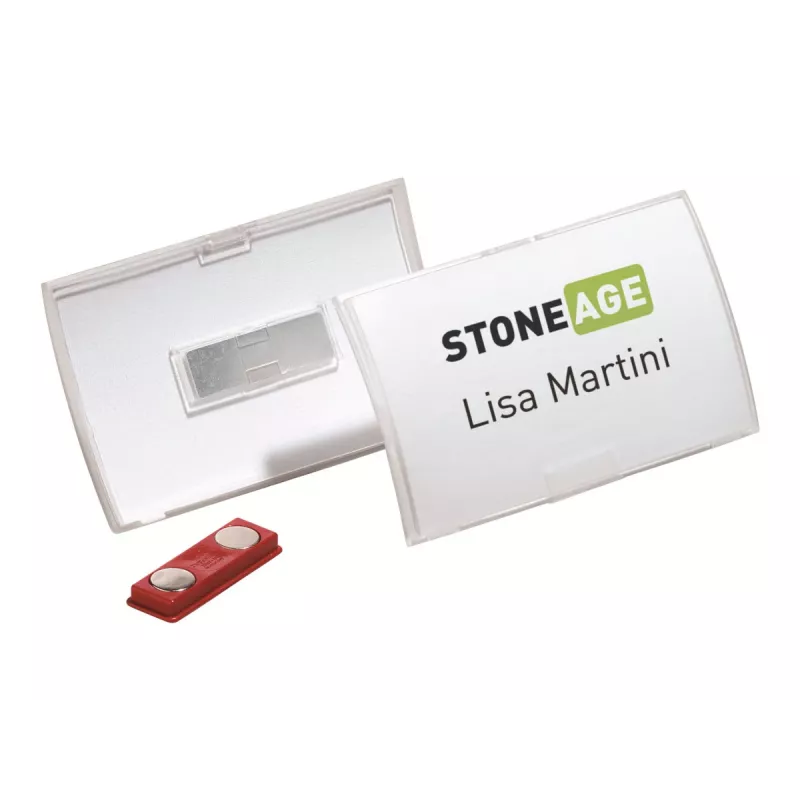 DURABLE CLICK FOLD magnetinis vardo kortelės laikiklis 90x54 mm, permatomas, 10 vienetų paketas (821519)