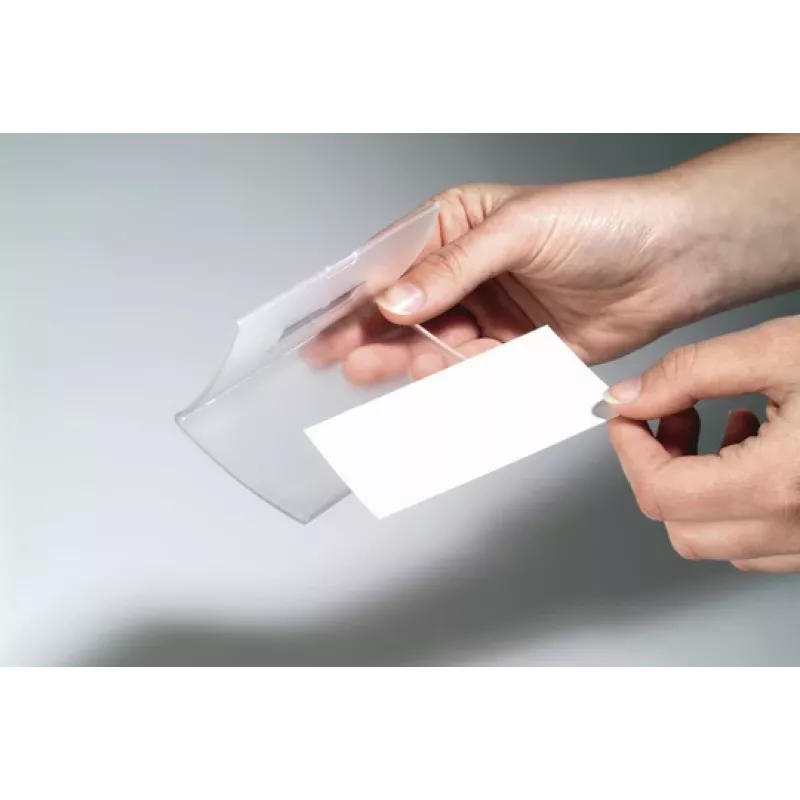 DURABLE CLICK FOLD vardinė kortelė 40x75 mm su kombinuotu segtuku, 25 vnt. pakuotė 821119