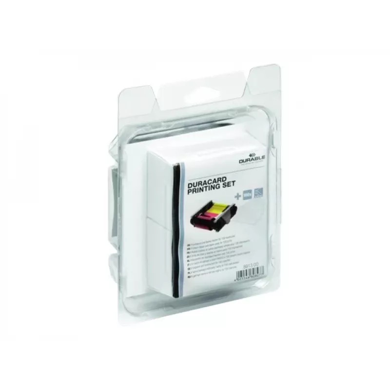 DURABLE DURACARD ID 300 spausdintuvo priedų rinkinys su juoda monochromine juostele ir valymo kortele 891300