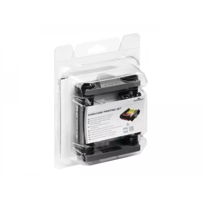 DURABLE DURACARD ID 300 spausdintuvo priedų rinkinys su juoda monochromine juostele ir valymo kortele 891300