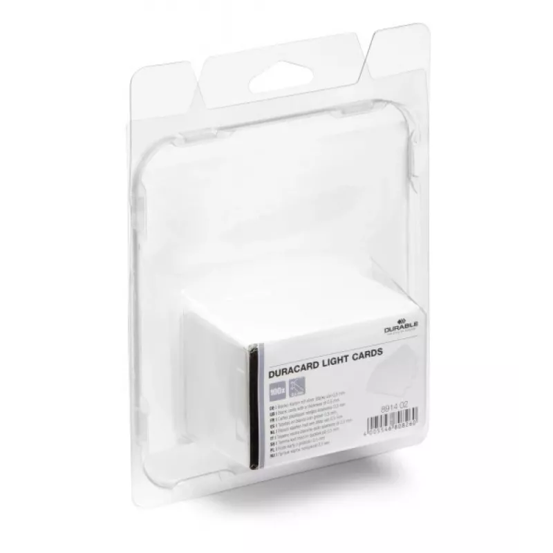 DURABLE DURACARD® plastikinės kortelės 0,50 mm baltos CR80 (100 vnt.) 891402