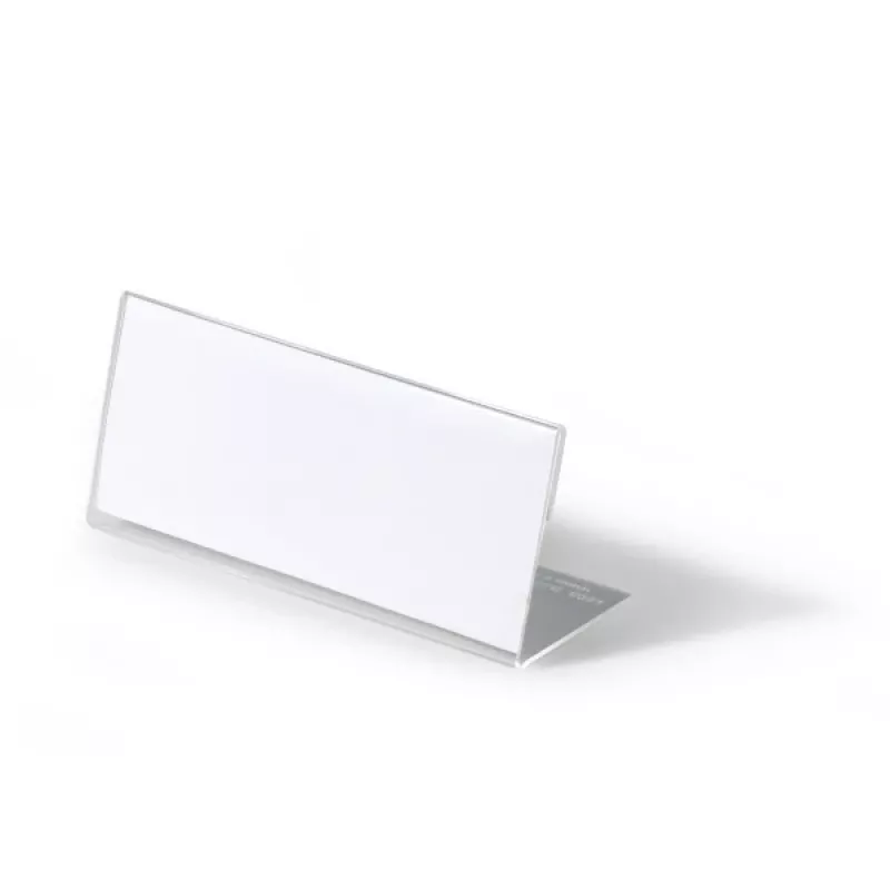DURABLE L formos stalinė vardo lentelė 61x150 mm akrilinė permatoma, 10 vienetų paketas 805419