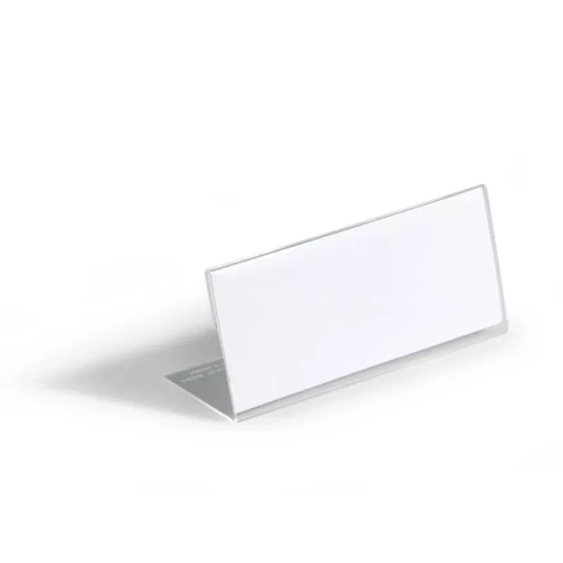 DURABLE L formos stalinė vardo lentelė 61x150 mm akrilinė permatoma, 10 vienetų paketas 805419