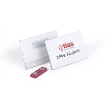 DURABLE magnetinis vardų ženklelis 90 x 54 mm, permatomas, 25 vnt. pakuotėje 811719