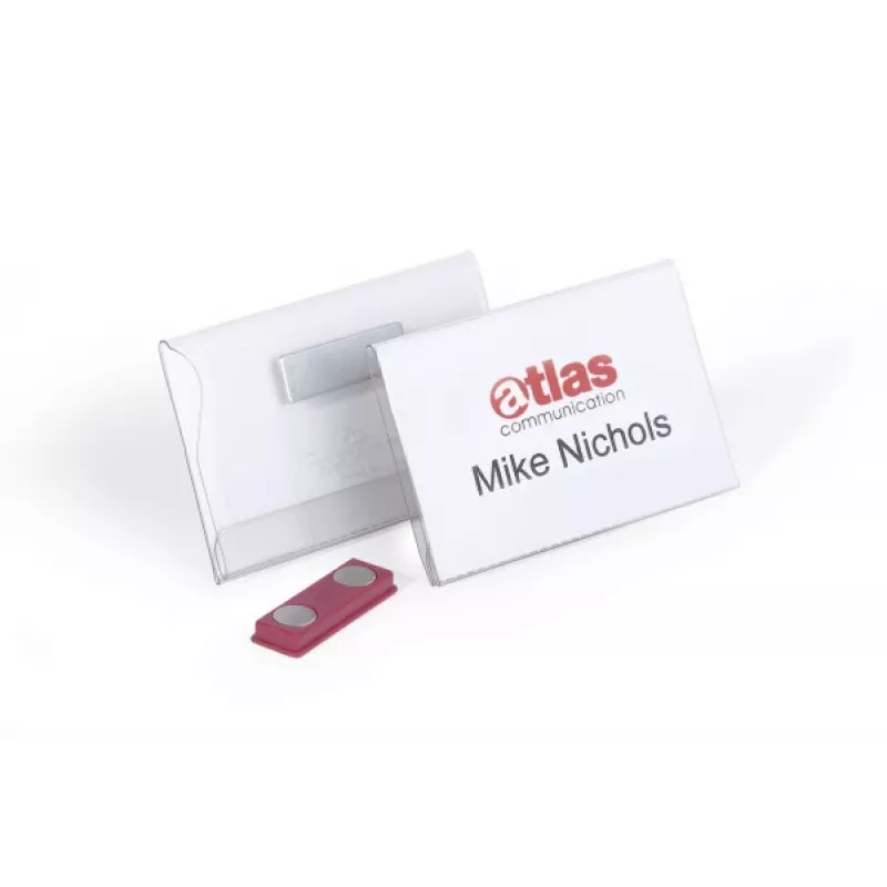 DURABLE magnetinis vardų ženklelis 90 x 54 mm, permatomas, 25 vnt. pakuotėje 811719