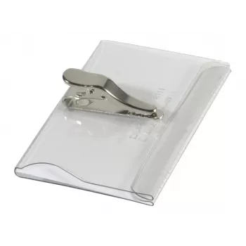 DURABLE vardinių kortelių laikiklis 54x90 mm su krokodilo segtuku, 25 vnt. pakuotė, permatomas 811119