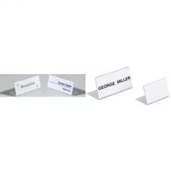 DURABLE SHERPA® L formos stalinis ženklų laikiklis, akrilas, 61x210 mm, gulsčia orientacija, permatomas, 10 vnt. paketas 803119