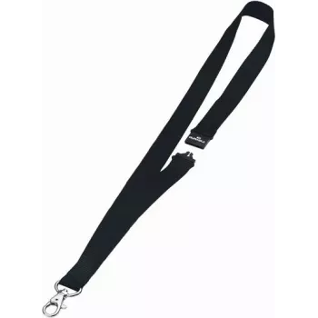 DURABLE tekstilinis kaklo dirželis 20 su karabino kabliu, juodas, 10 vnt. pakuotė (813701)