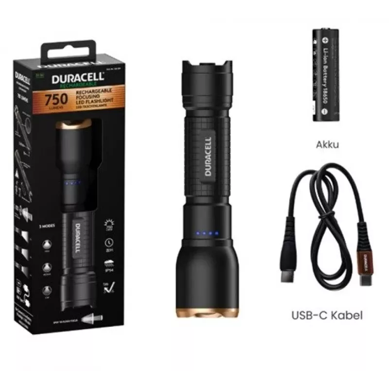 Duracell DF750R Žibintuvėlis juodas