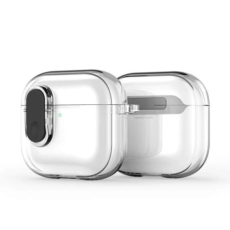 Dux Ducis Apple AirPods 4 PECL Series PC+TPU dėklas su karabinu, juodas permatomas