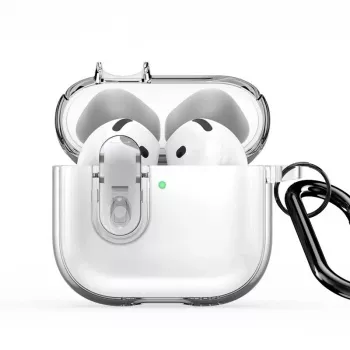 Dux Ducis Apple AirPods 4 PECL Series PC+TPU dėklas su kabliu Skaidrus