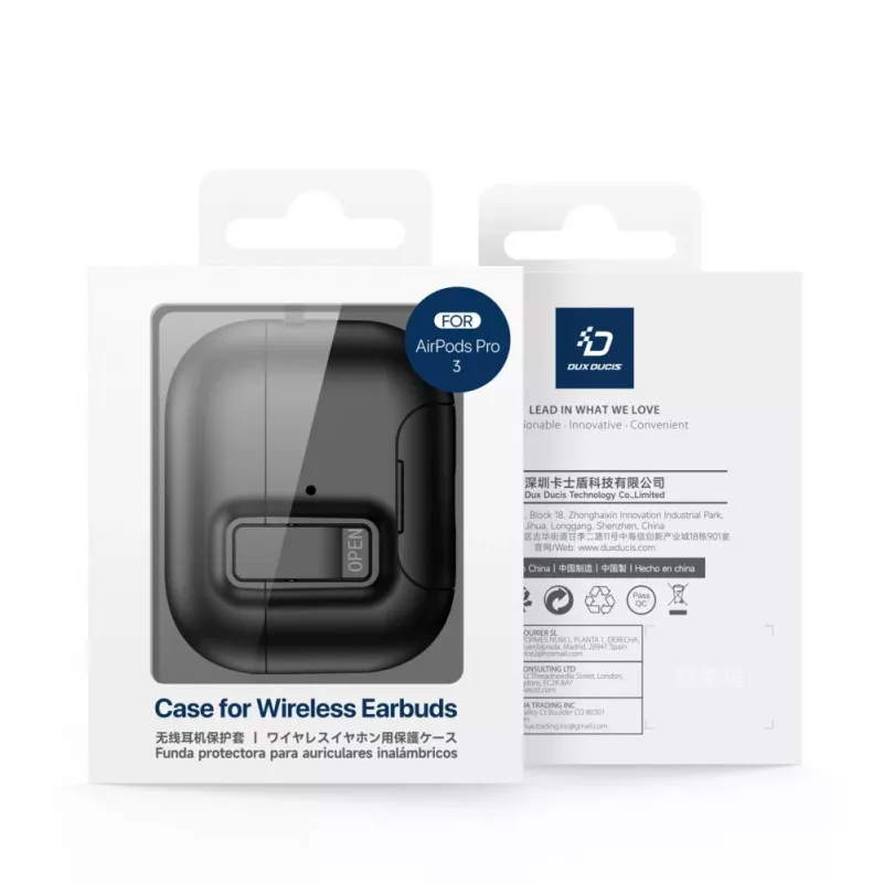 Dux Ducis Apple AirPods Pro 3 PECQ Series PC+TPU dangtelis su kabliuku, juodas