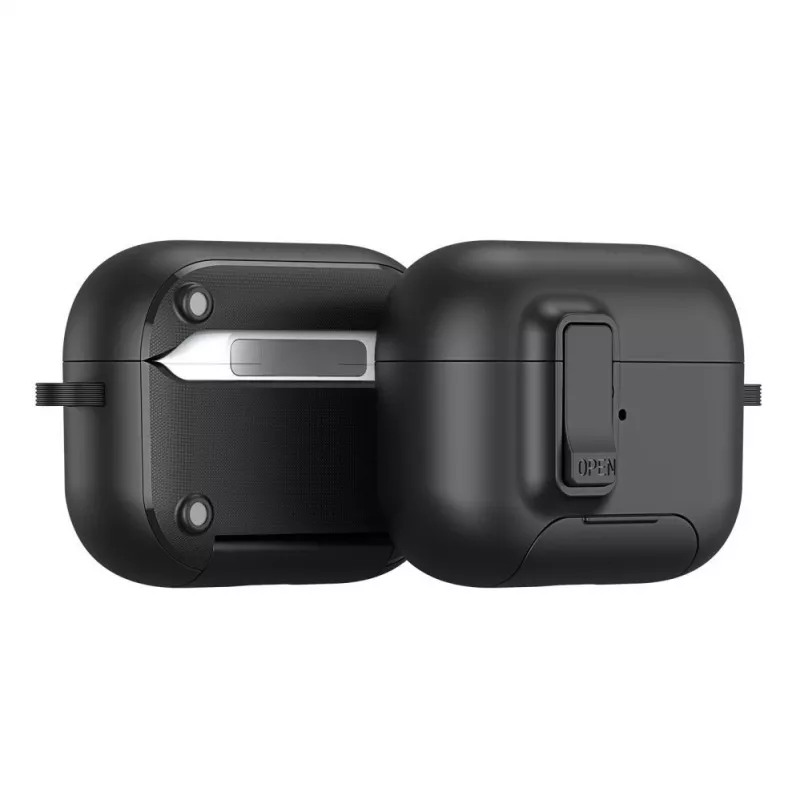 Dux Ducis Apple AirPods Pro 3 PECQ Series PC+TPU dangtelis su kabliuku, juodas