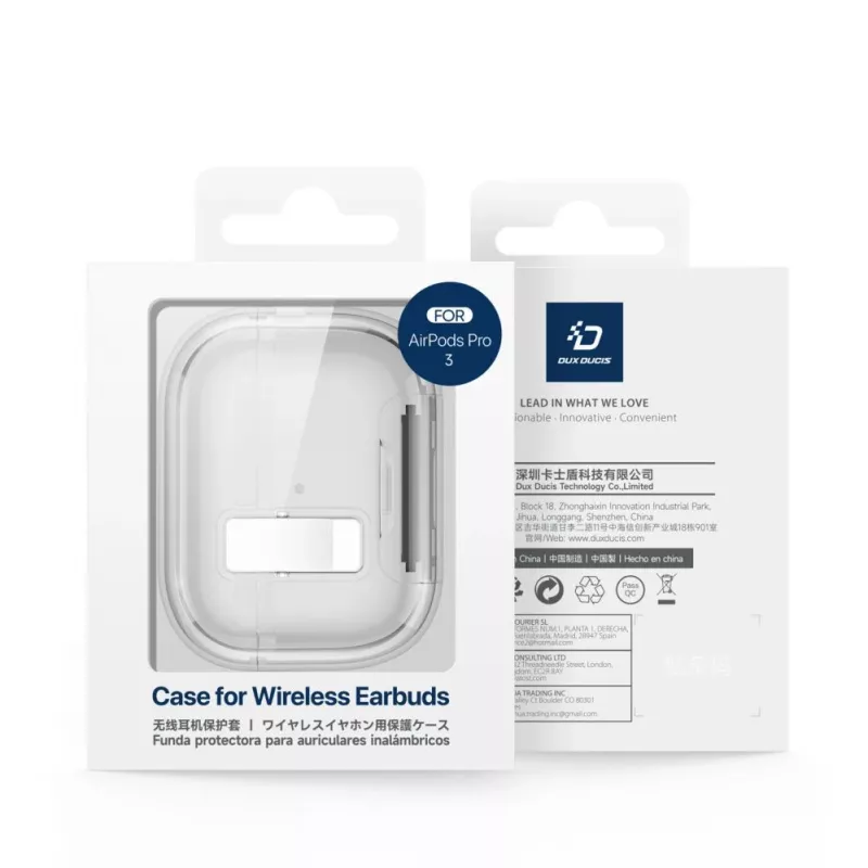 Dux Ducis Apple AirPods Pro 3 PECR Series PC+TPU dėklas su kabliuku pilkas