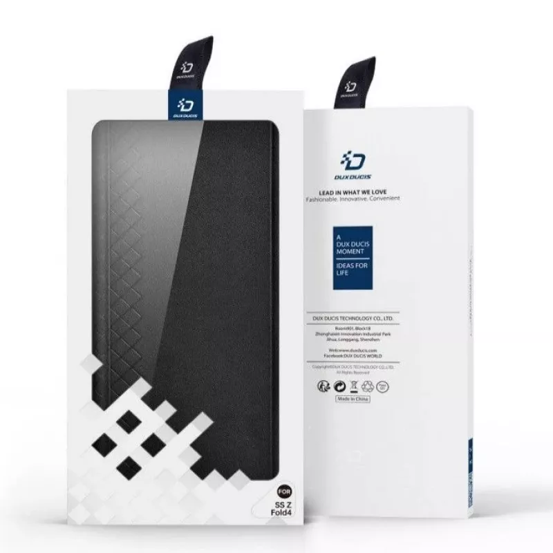 Dux Ducis Bril Series Flip Wallet Case, skirtas Samsung Galaxy Z Fold4, juoda, aukštos kokybės PU oda su stovu ir kortelių kišenėmis