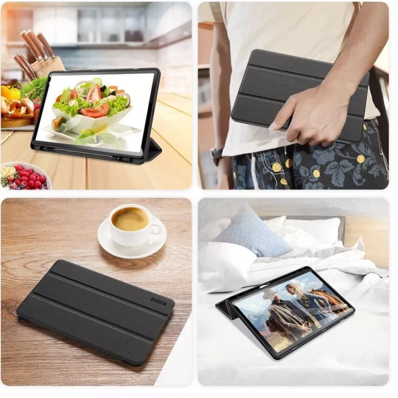 Dux Ducis Domo Series Sulankstomas Dėklas su Laikikliui Pieštukui, skirtas Samsung Galaxy Tab S9 FE/S10 FE, Juodas