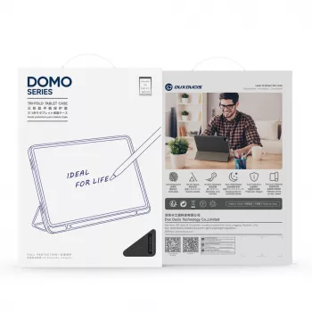 Dux Ducis Domo Series Tri-fold Stand PU Leather Tablet Cover, skirta Samsung Galaxy Tab A9 / Tab A11, mėlyna