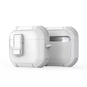 Dux Ducis PECP Series PC+TPU dangtelis su kabliuku, skirtas AirPods 4, baltas