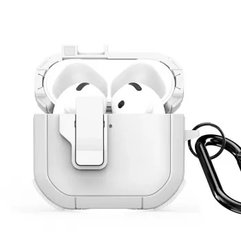 Dux Ducis PECP Series PC+TPU dangtelis su kabliuku, skirtas AirPods 4, baltas