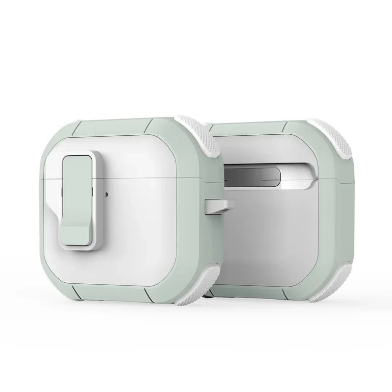 Dux Ducis PECP Series PC+TPU dangtelis su kabliuku, skirtas AirPods 4, balta žalia