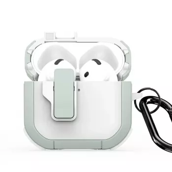 Dux Ducis PECP Series PC+TPU dangtelis su kabliuku, skirtas AirPods 4, balta žalia