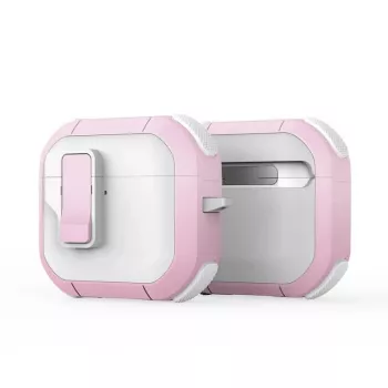 Dux Ducis PECP Series PC+TPU dangtelis su kabliuku, skirtas AirPods 4, balta rožinė