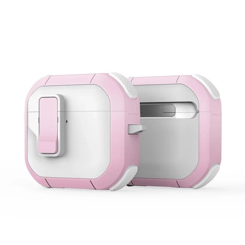 Dux Ducis PECP Series PC+TPU dangtelis su kabliuku, skirtas AirPods 4, balta rožinė