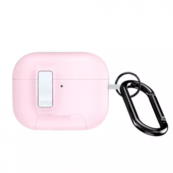 Dux Ducis PECQ Series PC+TPU dėklas su kabliuku, skirtas Apple AirPods Pro (2-osios kartos), baltas/rožinis
