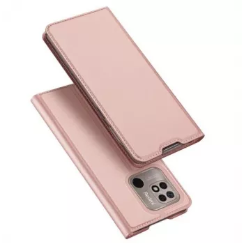 Dux Ducis Skin Pro Flip Case, skirtas Xiaomi Redmi 10C, PU oda su kortelių kišene ir stovu, rožinė