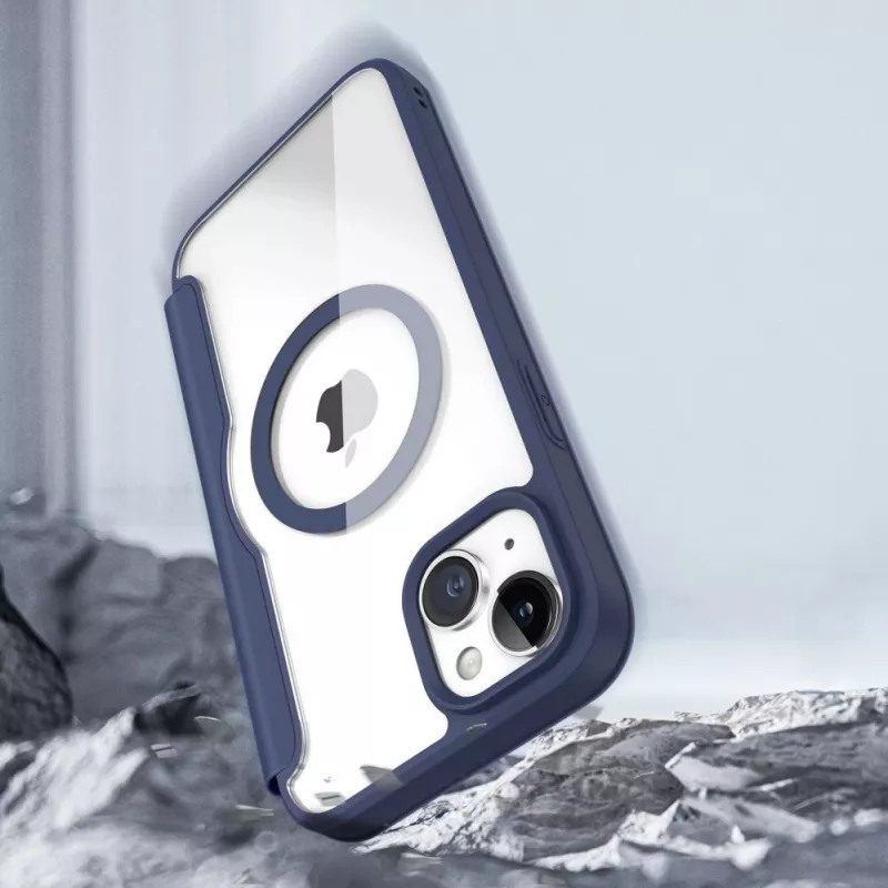 Dux Ducis Skin X Pro Magnetic Flip MagSafe Case, skirtas Apple iPhone 15 Plus – mėlyna