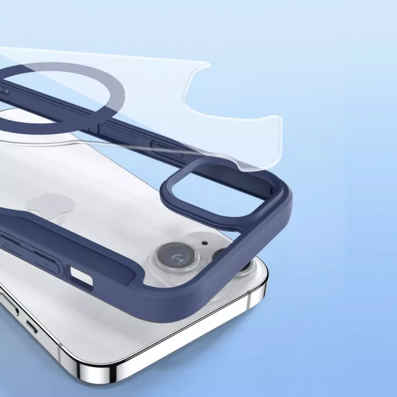 Dux Ducis Skin X Pro Magnetic Flip MagSafe Case, skirtas Apple iPhone 15 Plus – mėlyna