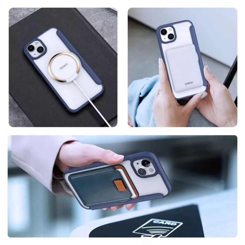 Dux Ducis Skin X Pro Magnetic Flip MagSafe Case, skirtas Apple iPhone 15 Plus – mėlyna