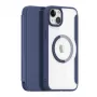 Dux Ducis Skin X Pro Magnetic Flip MagSafe Case, skirtas Apple iPhone 15 Plus – mėlyna
