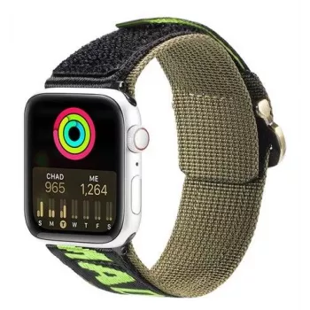 Dux Ducis Strap (Outdoor Version), skirtas Apple Watch Ultra, SE, 8, 7, 6, 5, 4, 3, 2, 1 (49, 45, 44, 42 mm) Nailono juostelė apyrankė Juoda Žalia