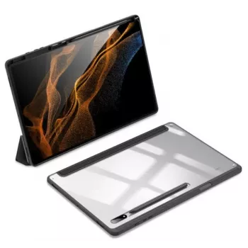 Dux Ducis Toby Armored Flip Smart Case, skirta Samsung Galaxy Tab S8 Ultra su rašiklio laikikliu, juoda