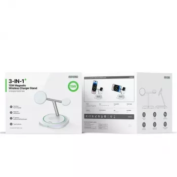 Duzzona W16 15W 3-in-1 belaidis magnetinis įkroviklis baltas