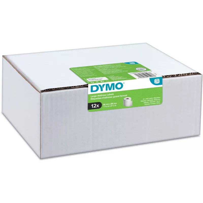 DYMO Authentic LabelWriter didelių adresų etiketės 36mm x 89mm permatomos, 2 ritinėliai po 130 (260 etikečių)
