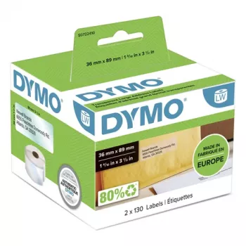 DYMO Authentic LabelWriter didelių adresų etiketės 36mm x 89mm permatomos, 2 ritinėliai po 130 (260 etikečių)
